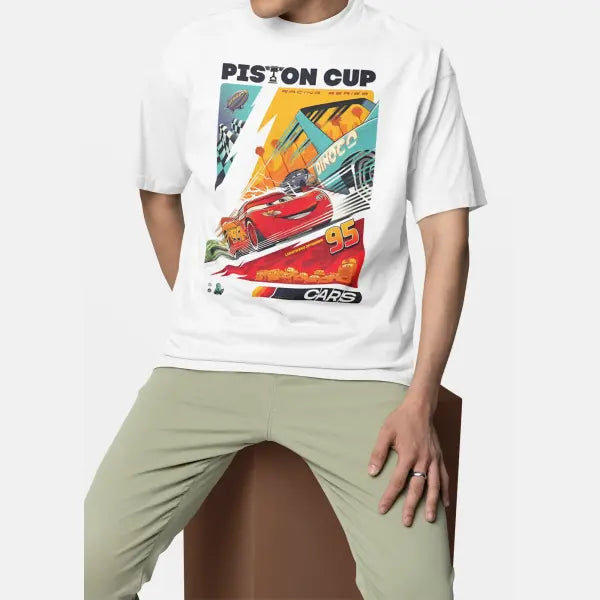 I Am Speed Lightning McQueen Graphic T-Shirt - Retro 90s Style Cars Movie Tee - 100% Cotton Oversized Streetwear