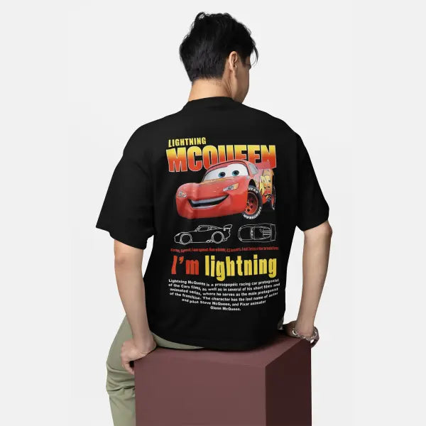 I Am Speed Lightning McQueen Graphic T-Shirt - Retro 90s Style Cars Movie Tee - 100% Cotton Oversized Streetwear