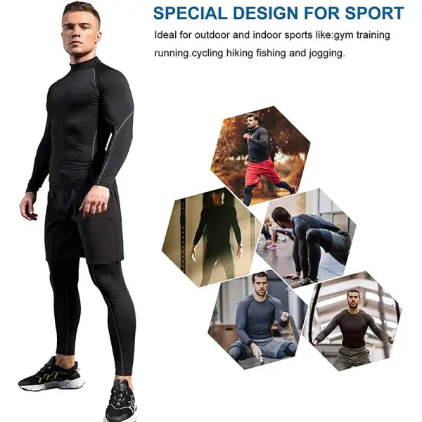 Men Sport T-shirt Quick Dry Bodybuilding Running Shirt Long Sleeve Compression Top Gym T Shirt Men Fitness Tight