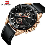 46mm black leather racing series quartz watch rose gold dial for daily wear