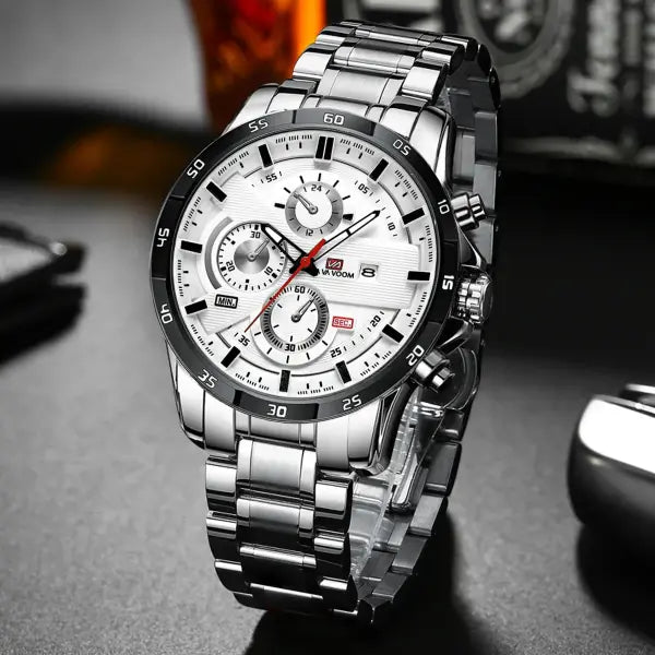 46mm black leather racing series quartz watch rose gold dial for daily wear - 216G-HB
