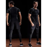 Men Summer Compression Shirt Elastic Quick Dry Gym Workout Tee