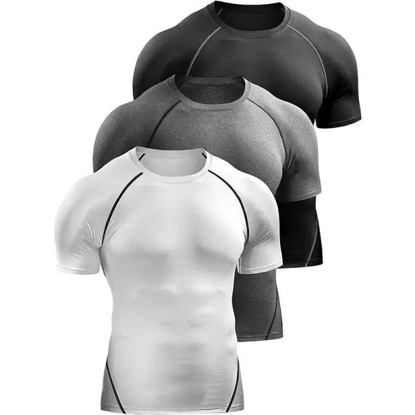 Men Summer Compression Shirt Elastic Quick Dry Gym Workout Tee