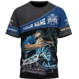 Personalized Mechanic Name T-Shirt - Custom 3D Graphic Workwear Top - Funny Tools Print Performance Tee - Plus Size up