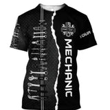 Personalized Mechanic Name T-Shirt - Custom 3D Graphic Workwear Top - Funny Tools Print Performance Tee - Plus Size up