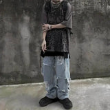 Men’s Gothic Skull Graphic Tee - Oversized Y2K Streetwear Dark Anime Short Sleeve - High Street Goth Summer Top