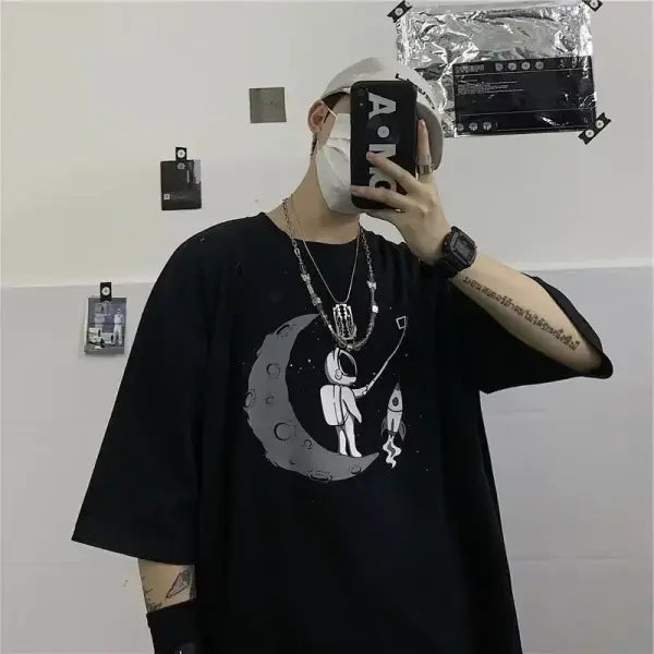 Men’s Gothic Skull Graphic Tee - Oversized Y2K Streetwear Dark Anime Short Sleeve - High Street Goth Summer Top - 8