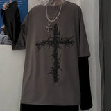 Men’s Long Sleeve Y2K Anime Graphic Tee - Oversized Harajuku Streetwear Shirt - Aesthetic Grunge Academia Hip Hop Top