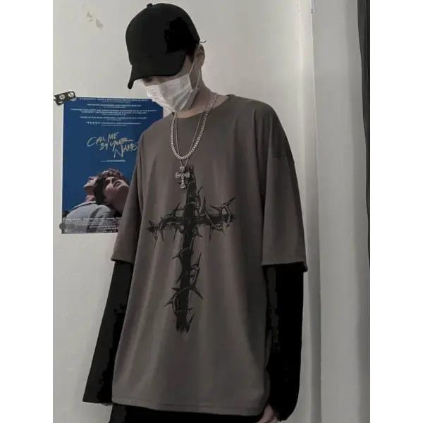 Men’s Long Sleeve Y2K Anime Graphic Tee - Oversized Harajuku Streetwear Shirt - Aesthetic Grunge Academia Hip Hop Top