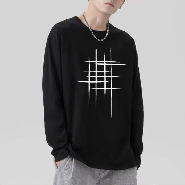 Men’s Long Sleeve Y2K Anime Graphic Tee - Oversized Harajuku Streetwear Shirt - Aesthetic Grunge Academia Hip Hop Top