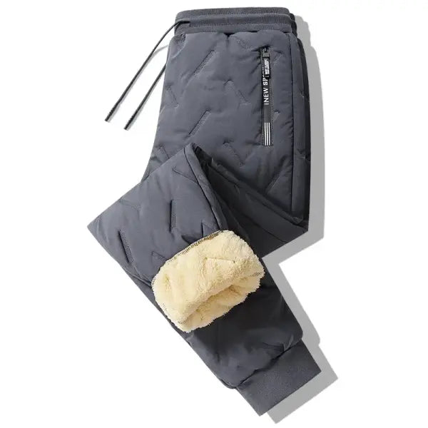 Men Thermal Fleece Sweatpants Lambswool Style Casual Warm Winter Pants - GRAY / XL