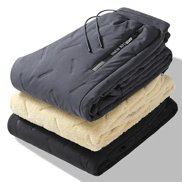Men Thermal Fleece Sweatpants Lambswool Style Casual Warm Winter Pants