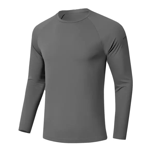 Men’s UPF 50+ Long Sleeve Rash Guard – Breathable Outdoor Fishing Hiking Workout Sun Protection Shirt - 01-Darkgrey