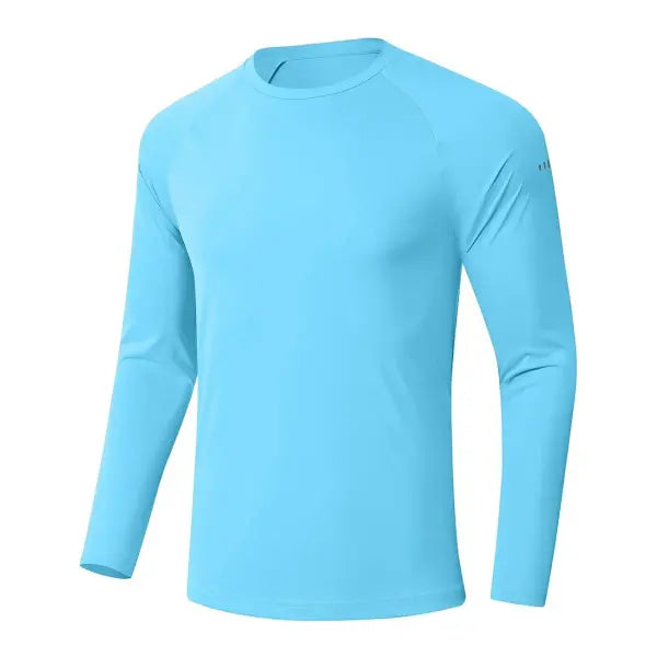 Men’s UPF 50+ Long Sleeve Rash Guard – Breathable Outdoor Fishing Hiking Workout Sun Protection Shirt - 01-Skyblue