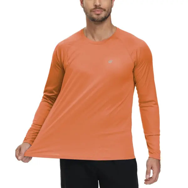 Men’s UPF 50+ Long Sleeve Rash Guard – Breathable Outdoor Fishing Hiking Workout Sun Protection Shirt