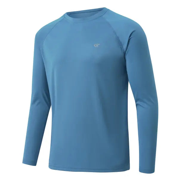 Men’s UPF 50+ Long Sleeve Rash Guard – Breathable Outdoor Fishing Hiking Workout Sun Protection Shirt - Stone Blue