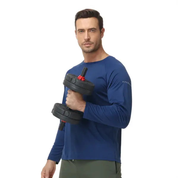 Men’s UPF 50+ Long Sleeve Rash Guard – Breathable Outdoor Fishing Hiking Workout Sun Protection Shirt - 01-Navy