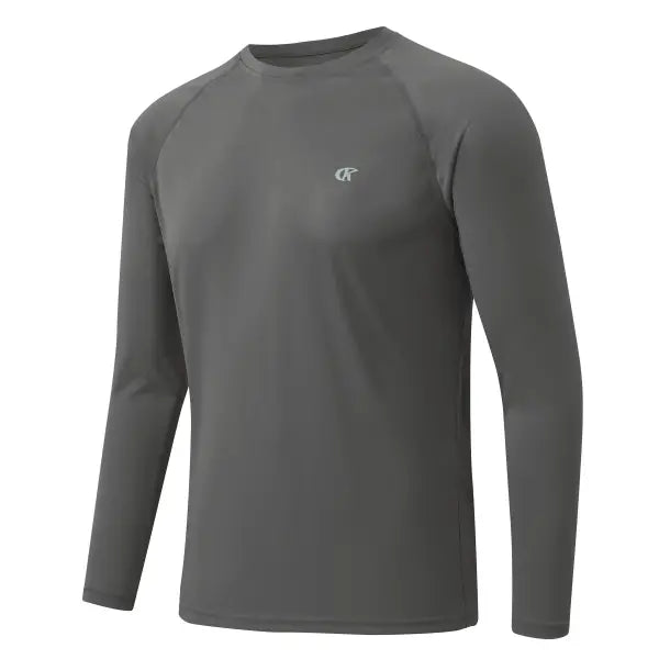 Men’s UPF 50+ Long Sleeve Rash Guard – Breathable Outdoor Fishing Hiking Workout Sun Protection Shirt - Charcoal Grey