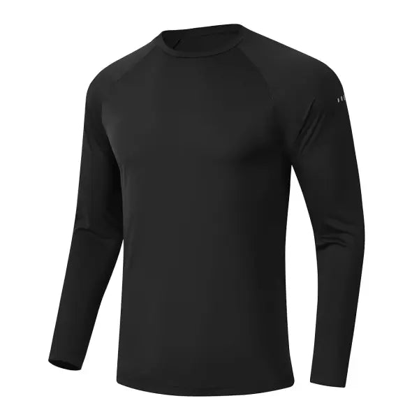 Men’s UPF 50+ Long Sleeve Rash Guard – Breathable Outdoor Fishing Hiking Workout Sun Protection Shirt - 01-Black
