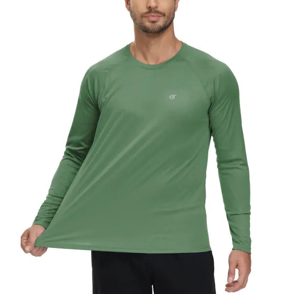 Men’s UPF 50+ Long Sleeve Rash Guard – Breathable Outdoor Fishing Hiking Workout Sun Protection Shirt