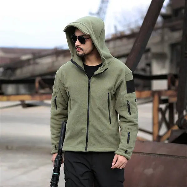 Men’s US Military Style Winter Fleece Tactical Jacket – Hooded Outdoor Softshell Coat