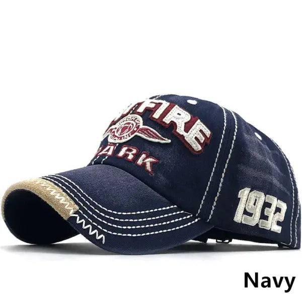 Cotton Embroidered Baseball Caps for Sun Protection - Navy / Adjustable