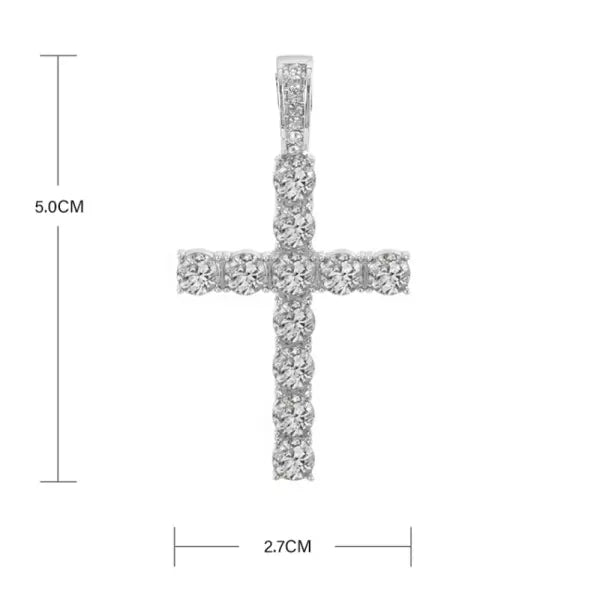 Iced Out Hip Hop Cross Zinc Alloy Necklace with Rhinestones