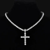 Iced Out Hip Hop Cross Zinc Alloy Necklace with Rhinestones