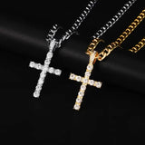 Iced Out Hip Hop Cross Zinc Alloy Necklace with Rhinestones