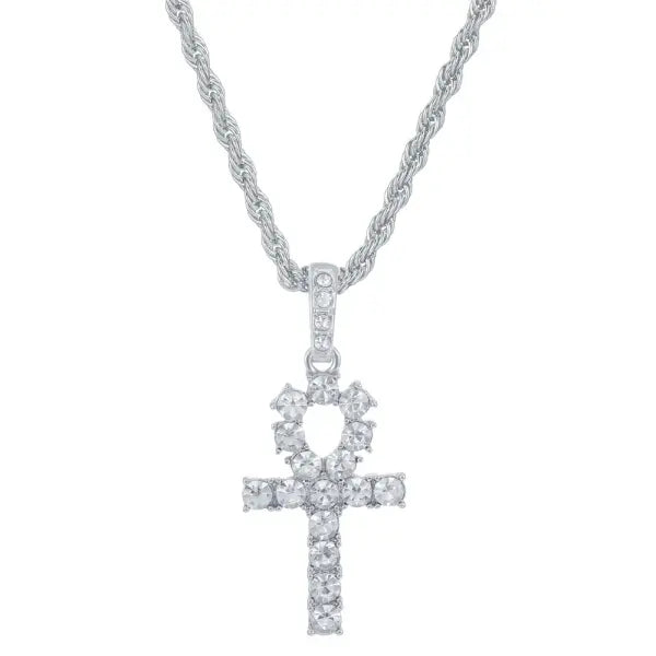 Iced Out Hip Hop Cross Zinc Alloy Necklace with Rhinestones - rope chain / 24inch(60cm)