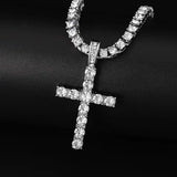 Iced Out Hip Hop Cross Zinc Alloy Necklace with Rhinestones