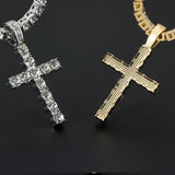Iced Out Hip Hop Cross Zinc Alloy Necklace with Rhinestones
