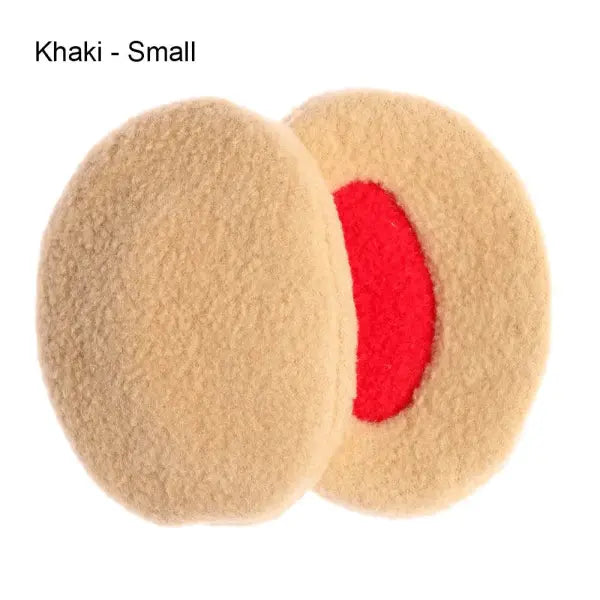 Winter Fleece Ear Warmers – Bandless Earmuffs for Men Women & Kids - Khaki - Small