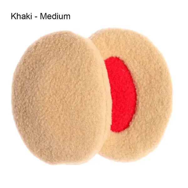 Winter Fleece Ear Warmers – Bandless Earmuffs for Men Women & Kids - Khaki - Medium