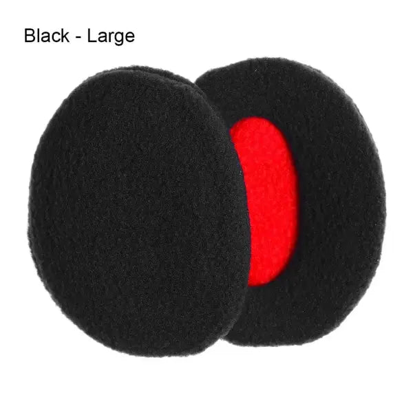 Winter Fleece Ear Warmers – Bandless Earmuffs for Men Women & Kids - Black - Large