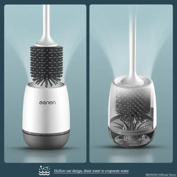Silicone Toilet Brush & Holder: Wall-Mounted Scratch-Free Cleaner for Bathrooms