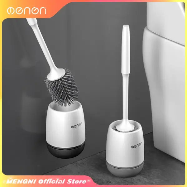 Silicone Toilet Brush & Holder: Wall-Mounted Scratch-Free Cleaner for Bathrooms