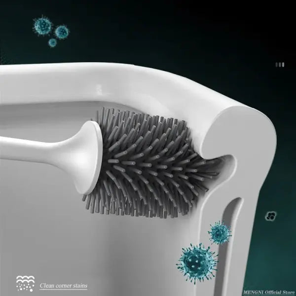 Silicone Toilet Brush & Holder: Wall-Mounted Scratch-Free Cleaner for Bathrooms