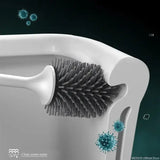 Silicone Toilet Brush & Holder: Wall-Mounted Scratch-Free Cleaner for Bathrooms