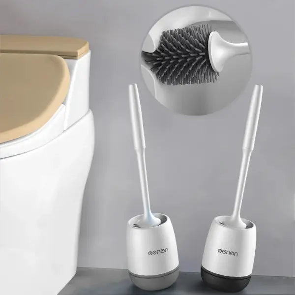 Silicone Toilet Brush & Holder: Wall-Mounted Scratch-Free Cleaner for Bathrooms