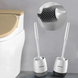 Silicone Toilet Brush & Holder: Wall-Mounted Scratch-Free Cleaner for Bathrooms