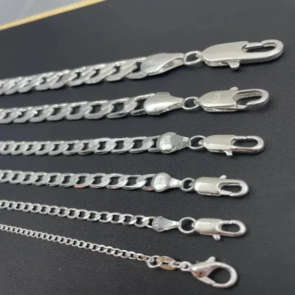 Men’s 925 Sterling Silver Face Chain Necklace – 2-12mm 40-75cm Lobster Clasp