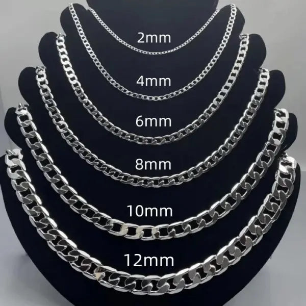 Men’s 925 Sterling Silver Face Chain Necklace – 2-12mm 40-75cm Lobster Clasp - LN027-2mm / 45cm