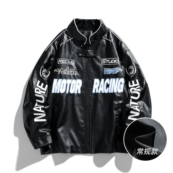 Men’s American Leather Jacket – Autumn Winter Street Pilot Motorcycle Coat Hiphop Trend - Black1 / M