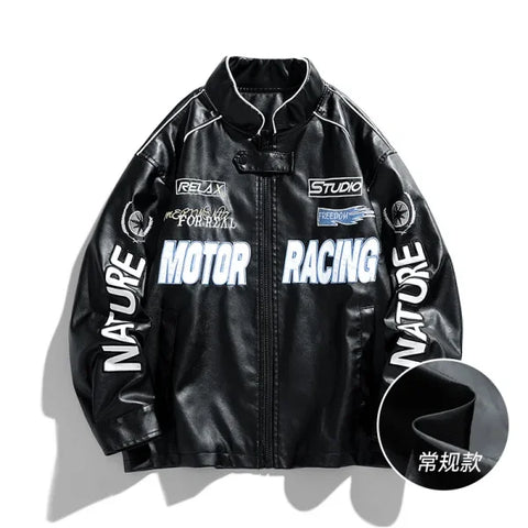 Men’s American Leather Jacket – Autumn Winter Street Pilot Motorcycle Coat Hiphop Trend - Black1 / M