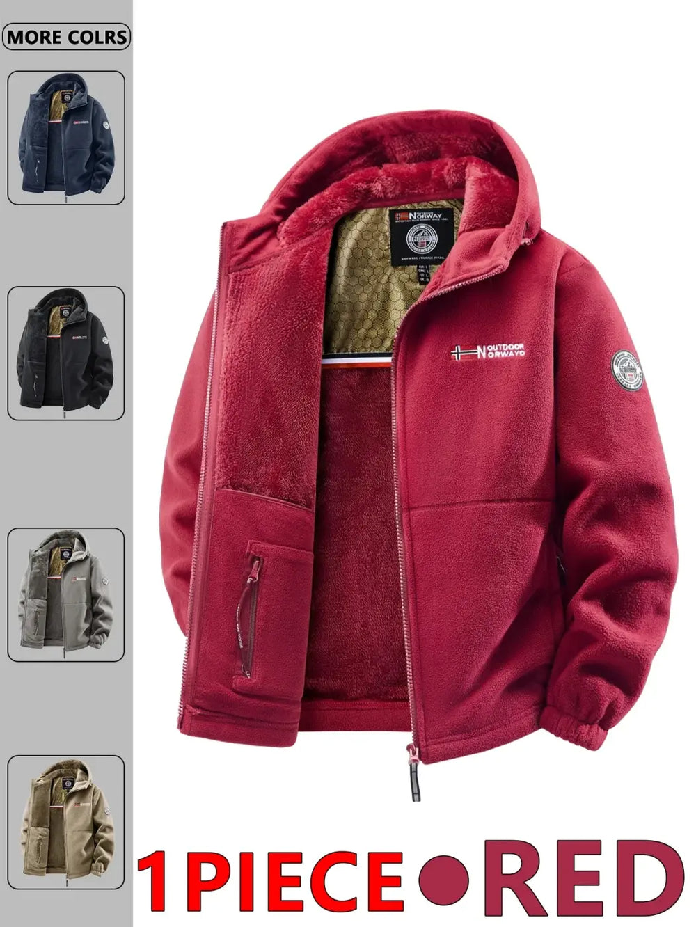 Mens Hooded Jacket Polyester Insulated Winter Warmth Outdoor Commuting