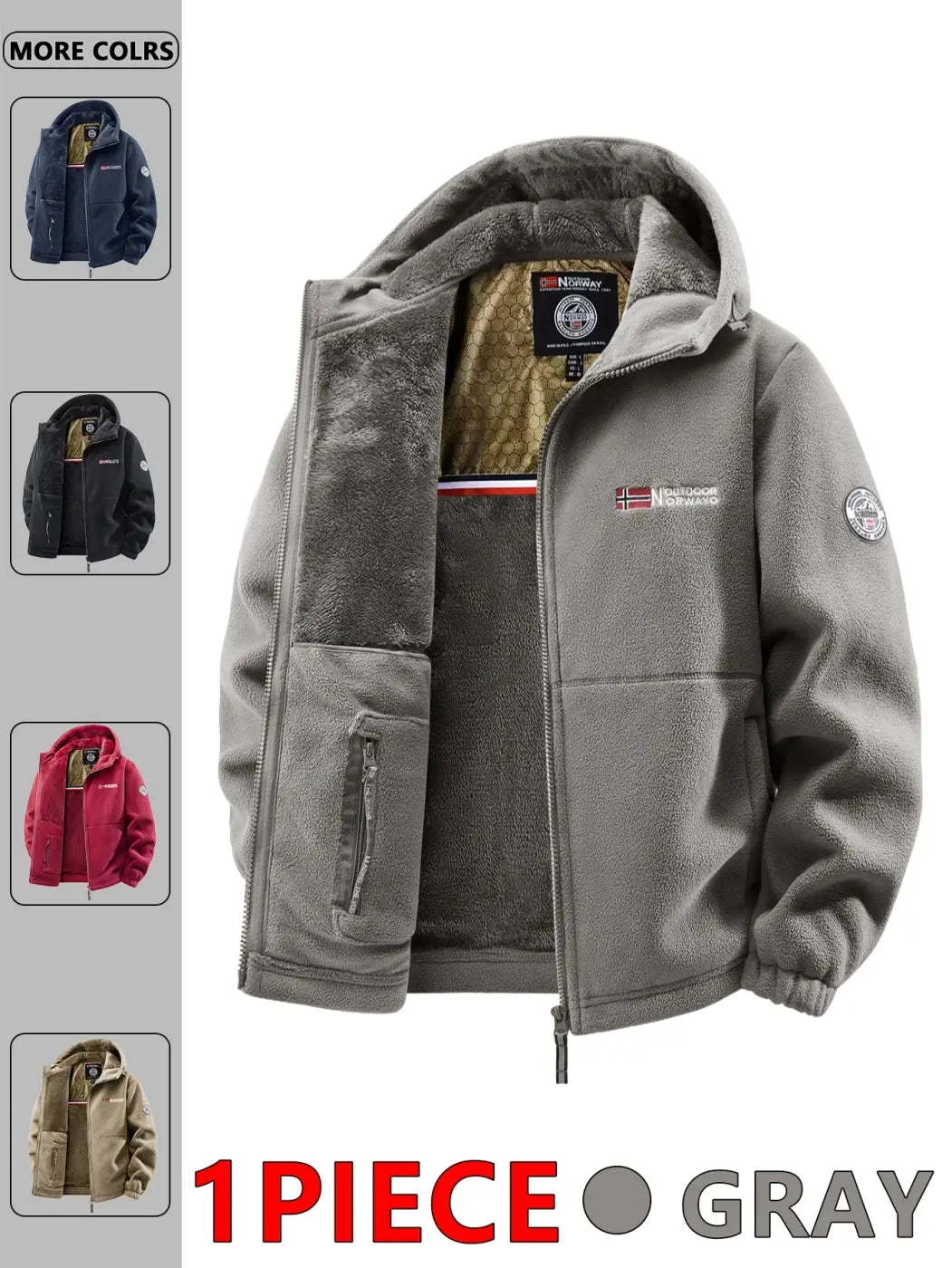 Mens Hooded Jacket Polyester Insulated Winter Warmth Outdoor Commuting