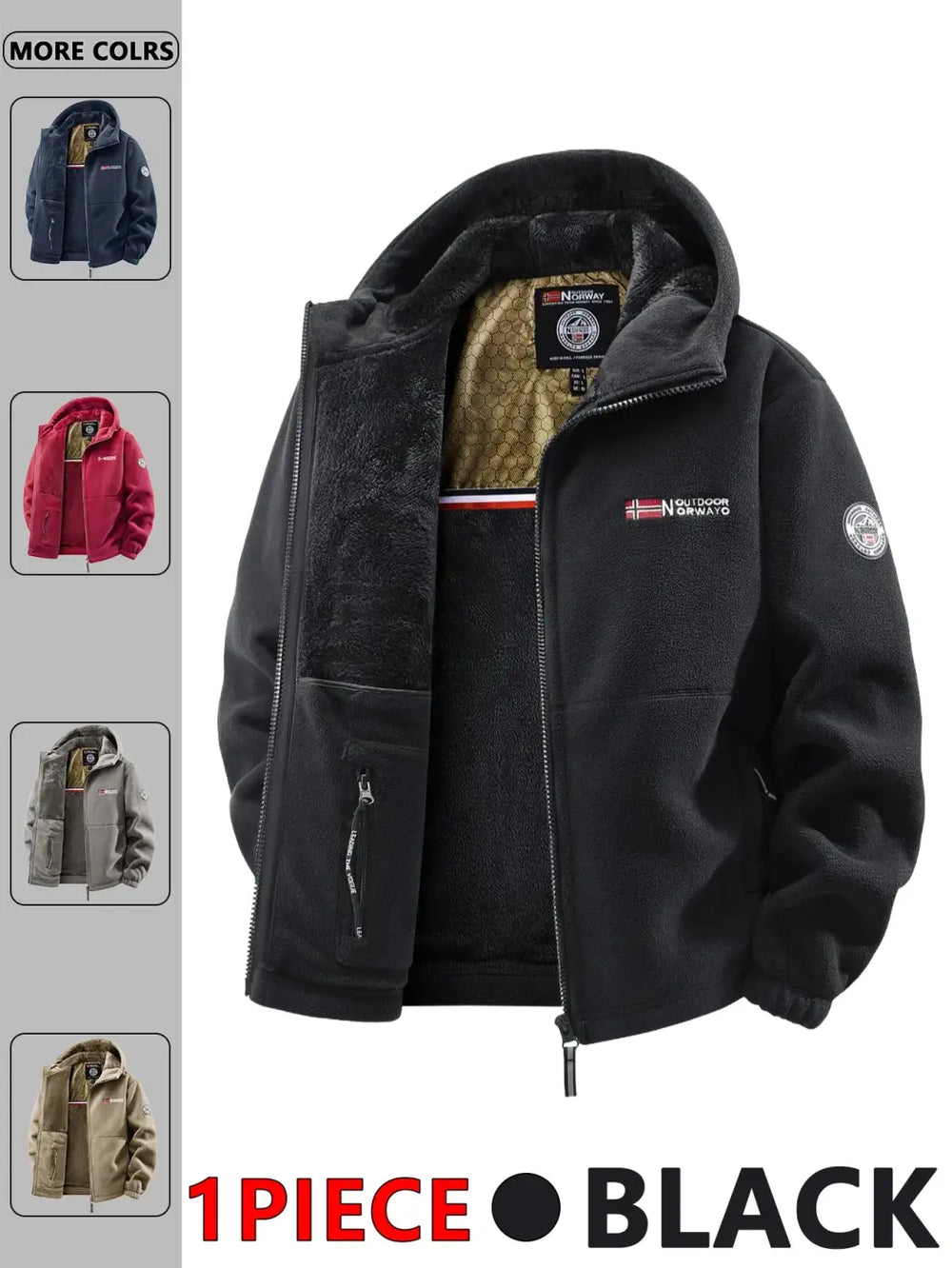 Mens Hooded Jacket Polyester Insulated Winter Warmth Outdoor Commuting