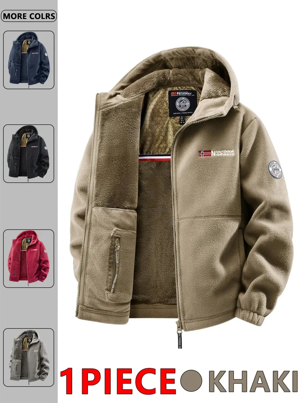 Mens Hooded Jacket Polyester Insulated Winter Warmth Outdoor Commuting