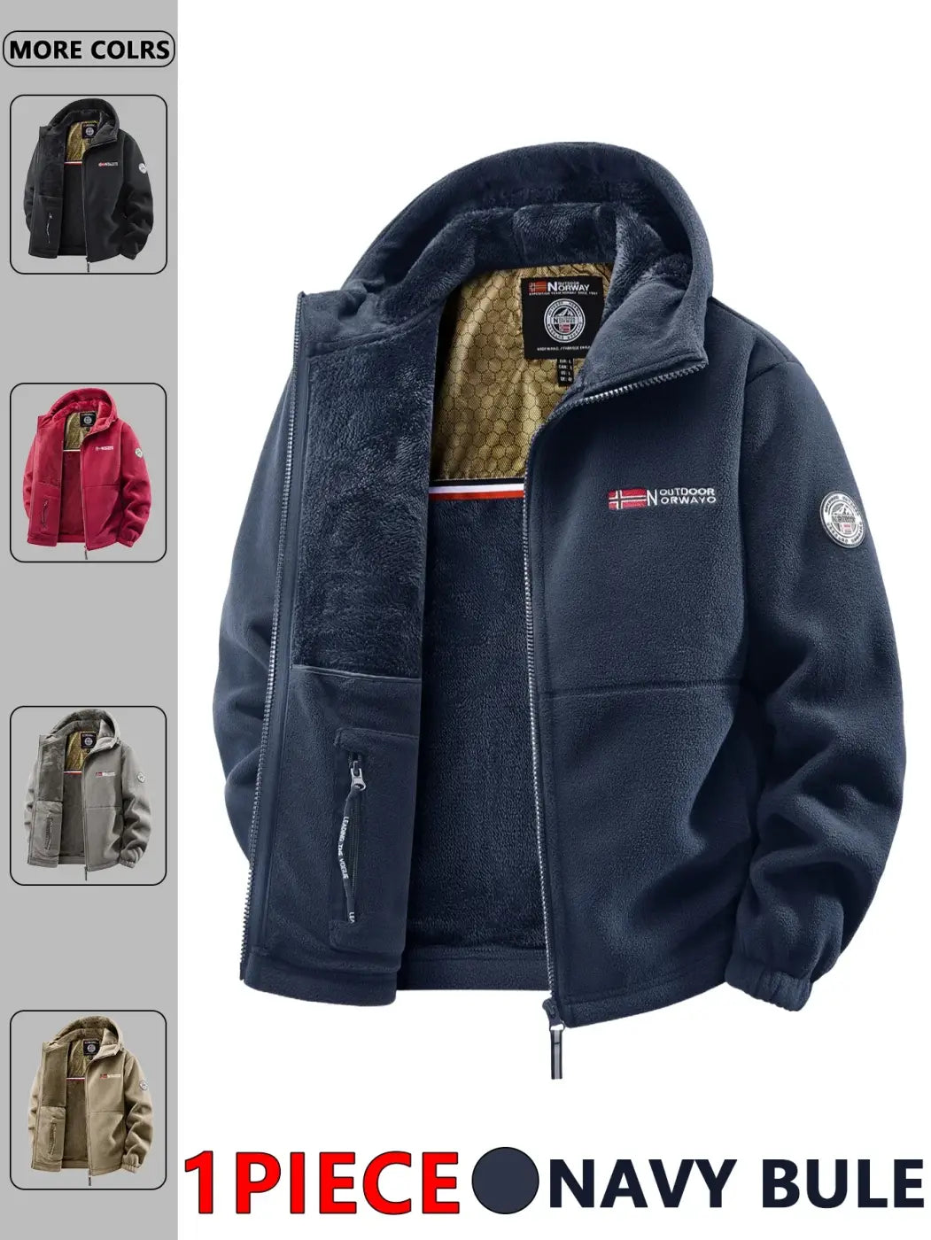 Mens Hooded Jacket Polyester Insulated Winter Warmth Outdoor Commuting